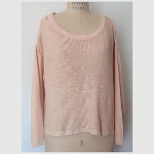 H&M PEACH COATED SHAKER CREWNECK LONG SLEEVE SWEATER L NWT